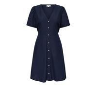 Minikleid ONLY "ONLVITA LIFE S/S SHORT DRESS NOOS WVN", Damen, Gr. L, N-Gr, navy blazer, Web, Obermaterial: 50% Viskose, 40% Baumwolle, 10% Leinen, unifarben, regular fit kurz, V-Ausschnitt, Kleider M