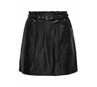 Only Minirock Heidi – Leder-Optik – 100% Polyester – Schwarz Größe L