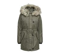 Parka ONLY "ONLIRIS FUR WINTER PARKA LIFE CC OTW", Damen, Gr. M, stone gray detail:nature fur, Web, Obermaterial: 100% Polyester, unifarben, modisch, regular fit taillenbedeckt, hoch geschlossener Aus