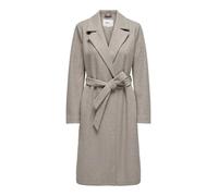 Langmantel ONLY "ONLALVILDA LIFE WRAP COAT OTW", Damen, Gr. S, grau (simply taupe detail:melange), Web, Obermaterial: 100% Polyester, meliert, regular fit knieumspielend, V-Ausschnitt, Mäntel (8488645