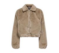 Plüschjacke ONLY "ONLDANA LIFE FAUX FUR JACKET CC OTW", Damen, Gr. XS, silber (silber mink), Web, Obermaterial: 100% Polyester, unifarben, modisch, regular fit, Langarm, Jacken (95631446-XS) silber mi