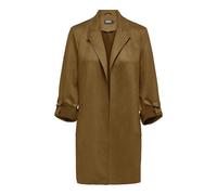 Langjacke ONLY "ONLJOLINE FAUX SUEDE COAT LIFE CC OTW", Damen, Gr. M, braun (cognac), Web, Obermaterial: 92% Polyester, 8% Elasthan, unifarben, modisch, regular fit, tiefer V-Ausschnitt, Langarm mit R