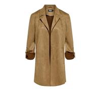 Langjacke ONLY "ONLJOLINE FAUX SUEDE COAT LIFE CC OTW", Damen, Gr. XS, braun (cognac), Web, Obermaterial: 92% Polyester, 8% Elasthan, unifarben, regular fit Po-bedeckend, tiefer V-Ausschnitt, mit Rieg