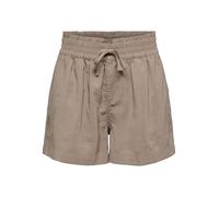 Shorts ONLY "ONLARIS LIFE PULL UP SHORTS WVN CC", Damen, Gr. M, N-Gr, taupe gray, Web, Obermaterial: 93% Viskose, 7% Polyester, unifarben, regular fit kurz, Hosen Shorts, mit Bindeverschluss (22271214
