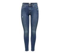 Only Skinny-Jeans ONLWAUW Damen Mittlere Taille Destroyed-Effekt mit Stretch L/34 Blau