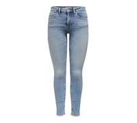 Skinny-fit-Jeans ONLY "ONLBLUSH MID SKIN ANK RW DNM CRO349 NOOS" Gr. XS (34), Länge 32, blau (light medium blau denim), Damen, Denim/Jeans, Obermaterial: 92% Baumwolle, 6% Elastomultiester, 2% Elastha