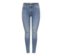 Skinny-fit-Jeans ONLY "ONLPOWER MID SK PUSHUP KNEE CUT DNM", Damen, Gr. XL, Länge 32, medium blau denim, Denim/Jeans, Obermaterial: 92% Baumwolle, 6% Polyester, 2% Elasthan, Destroyed-Effekte, unifarb