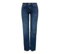 Straight-Jeans ONLY "ONLBLUSH MID STRAIGHT DNM TAI021 NOOS", Damen, Gr. S (36), Länge 32, blau (dunkelblau denim), Denim/Jeans, Obermaterial: 92% Baumwolle, 6% Elastomultiester, 2% Elasthan, unifarben