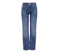 Only Jeans ONLBLUSH, Straight-Fit, mittlere Taille, mittelblaue Waschung, Damen