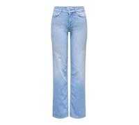 Straight-Jeans ONLY "ONLBLUSH MID STRAIGHT DNM REA828 NOOS", Damen, Gr. S, Länge 34, light blau denim, Denim/Jeans, Obermaterial: 91% Baumwolle, 5% Polyester, 4% Elasthan, unifarben, regular fit lang,