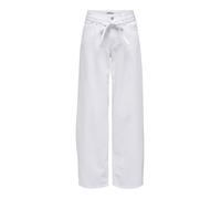 Straight-Jeans ONLY "ONLGIANNA MW STRAIGHT DOT211 DNM NOOS", Damen, Gr. 30, Länge 32, weiß denim, Denim/Jeans, Obermaterial: 100% Baumwolle, unifarben, lang, Jeans Straight-Jeans, mit Bindegürtel (400