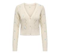 ONLY ONLBIRTIE LS EMB V-NECK CARDIGAN KNT Damen | ECRU SOFT CHAMBRAYFLUORITE/FLOWER EMB | M