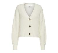 Only Cardigan Carol Damen – V-Ausschnitt, 100% Polyacryl, regular fit, hüftlang – Weiß L