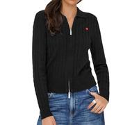 ONLY ONLKATIA LS CABLE ZIP POLO CARDIG CC KNT Damen | BLACK TRUE RED HEART EMB/SILVER ZIP | XL
