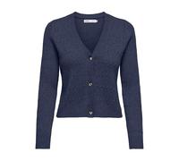 Strickjacke ONLY "ONLKATIA LS CABLE V-NECK CARDIGAN CC KNT", Damen, Gr. L (40), naval academy detail:with melange, Strick, Obermaterial: 50% Viskose, 27% Nylon, 23% Polyester, meliert, modisch, figurb