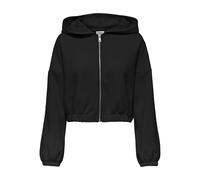Kapuzensweatshirt ONLY "ONLSCARLETT LS ELASTIC ZIP HOOD SWT NOOS", Damen, Gr. L, schwarz, Sweatware, Obermaterial: 60% Polyester, 40% Viskose, unifarben, regular fit normal, Rundhals, elastischer Bund