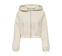 Kapuzensweatshirt ONLY "ONLSCARLETT LS ELASTIC ZIP HOOD SWT NOOS", Damen, Gr. XS, birch, Sweatware, Obermaterial: 60% Polyester, 40% Viskose, unifarben, regular fit normal, Rundhals, elastischer Bund,