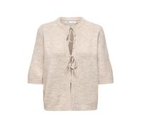 Strickjacke ONLY "ONLSIMONI 2/4 BOW CARDIGAN KNT NOOS", Damen, Gr. L, pumice stone detail:melange, Strick, Obermaterial: 74% Polyacryl, 24% Polyester, 2% Elasthan, meliert, unifarben, relaxed fit norm