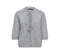 Strickjacke ONLY "ONLSIMONI 2/4 BOW CARDIGAN KNT NOOS", Damen, Gr. XL, medium grau melange, Strick, Obermaterial: 74% Polyacryl, 24% Polyester, 2% Elasthan, meliert, unifarben, relaxed fit normal, Run