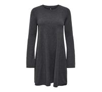 Midikleid ONLY "ONLAMALIO LIFE LS ONECK DRESS KNT", Damen, Gr. XS, N-Gr, grau (dunkelgrau melange), Obermaterial: 100% Polyester, unifarben, modisch, loose fit, Rundhals, Langarm, Kleider, Sommerkleid