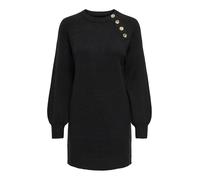Midikleid ONLY "ONLEMMA LIFE LS BUTTON ONEC DRESS CC KNT", Damen, Gr. XS, N-Gr, schwarz (schwarz detail:gold button), Obermaterial: 50% Polyacryl, 50% Polyester, unifarben, regular fit, Rundhals, Ripp