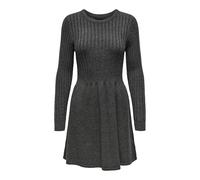 Strickkleid ONLY "ONLFIA LS CABLE DRESS KNT", Damen, Gr. M, N-Gr, grau (dunkelgrau melange), Strick, Obermaterial: 50% Viskose, 27% Nylon, 23% Polyester, meliert, regular fit ca. Mitte Oberschenkel, R
