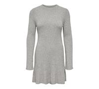 Minikleid ONLY "ONLMICHELLA LS O-NECK DRESS KNT", Damen, Gr. L, N-Gr, grau (medium grau melange), Rippstrick, Obermaterial: 50% Viskose, 27% Nylon, 23% Polyester, unifarben, Modisch, kurz, Rundhals, g