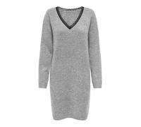 Only Tailliertes Strickkleid mit V-Ausschnitt Modell 'TAMMY' in Hellgrau Melange, Größe M