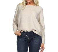 ONLY Damen Lockerer Strickpullover | Knitted Basic Stretch Sweater | Langarm Rundhals Shirt ONLDANIELLA, Farben:Beige, Größe:XL