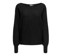 Strickpullover ONLY "ONLADALINE L/S SHORT PULLO KNT NOOS", Damen, Gr. XS, schwarz, Strick, Obermaterial: 80% Viskose (LENZING™ ECOVERO™), 20% Nylon, unifarben, regular fit normal, U-Boot-Ausschnitt, R