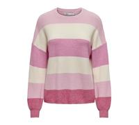Strickpullover ONLY "ONLATIA L/S STRIPE PULLOVER KNT NOOS" Gr. S (36), pink (pink lady) Damen Pullover (23759566-S) pink lady