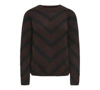 Strickpullover ONLY "ONLELIZA L/S PULLOVER KNT NOOS", Damen, Gr. S, braun (coffee bean detail:schwarz), Strick, Obermaterial: 81% Polyacryl, 19% Polyester, gestreift, gerade normal, Rundhals, Strickbü