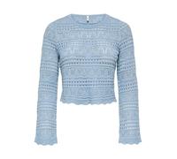 Only Cropped Strickpullover aus Baumwoll-Mix Modell 'ELKE' in Rauchblau, Größe XS