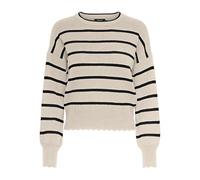 ONLY Pullover ONLIBI LS O-NECK NOOS KNT Rundhals gestreift Viskose-Mix Creme XL Damen
