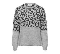 Only Pullover Onljade Animal – Langarm Rundhals Strick Noos – Hellgrau meliert Größe XS