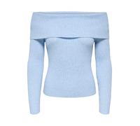 Strickpullover ONLY "ONLKATIA LIFE LS OFF SHOULDER KNT NOOS", Damen, Gr. S (36), kentucky blau detail:melange, Strick, Obermaterial: 50% Viskose, 27% Nylon, 23% Polyester, meliert, regular fit normal,