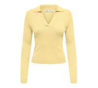 Polokragenpullover ONLY "ONLKAYA LS POLO PULLOVER EX KNT", Damen, Gr. XS, double cream, Strick, Obermaterial: 70% Viskose, 30% Nylon, unifarben, regular fit normal, V-Ausschnitt, Pullover Polokragenpu