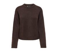 Rundhalspullover ONLY "ONLSIMONI L/S O-NECK PULLOVER KNT NOOS", Damen, Gr. M, braun (coffee bean detail:melange), Strick, Obermaterial: 74% Polyacryl, 24% Polyester, 2% Elasthan, meliert, regular fit