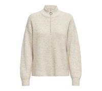 Strickpullover ONLY "ONLTOKYO SOLID L/S ZIP PULLOVER KNT NOOS" Gr. M (38), beige (pumice stone detail:melange) Damen Pullover (17898445-M) pumice stone detail:melange