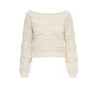 Strickpullover ONLY "ONLVILDA LIFE L/S PULLOVER KNT NCA", Damen, Gr. XS, eggnog detail:with melange, Strick, Obermaterial: 75% Baumwolle, 25% Polyester, meliert, modisch, Rundhals, Langarm, Pullover (