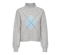 Strickpullover ONLY "ONLWAKEFIELD LIFE LS BLING HIGHNECK KNT", Damen, Gr. S, light grau melange detail:cashmere blau mel, silber bling, Strick, Obermaterial: 63% Polyester, 33% Polyacryl, 4% Elasthan,