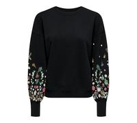 Sweatshirt ONLY "ONLBROOKE L/S O-NECK FLOWER SWT", Damen, Gr. XL (42), schwarz (schwarz print:sleeve flower), Sweatware, Obermaterial: 60% Baumwolle, 40% Polyester, bedruckt, modisch, regular fit norm
