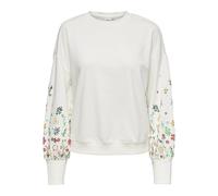 Sweatshirt ONLY "ONLBROOKE L/S O-NECK FLOWER SWT", Damen, Gr. L, weiß (cloud dancer print:sleeve flower), Sweatware, Obermaterial: 60% Baumwolle, 40% Polyester, geblümt, regular fit normal, Rundhals,