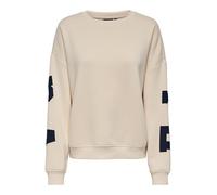 ONLY Damen Sweatshirt ONLSweat Life Back Sleeve Print Pullover Loose Fit 15356793 Birch Night Sky Florida L