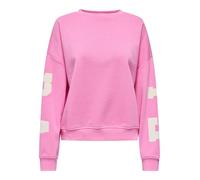 Sweatshirt ONLY "ONLSWEAT L/S BACK/SLEEVE PRINT SWT NOOS", Damen, Gr. M, pink (fuchsia pink detail:birch florida print), Sweatware, Obermaterial: 60% Baumwolle, 40% Polyester, bedruckt, loose fit norm