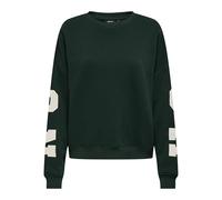 Sweatshirt ONLY "ONLSWEAT L/S BACK/SLEEVE PRINT SWT NOOS", Damen, Gr. S, grün (scarab detail:birch houston print), Sweatware, Obermaterial: 60% Baumwolle, 40% Polyester, bedruckt, loose fit normal, Ru