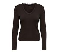 V-Shirt ONLY "ONLSARA SHARAI L/S V-NECK TOP JRS", Damen, Gr. S, chocolate torte, Jersey, Obermaterial: 94% Baumwolle, 6% Elasthan, unifarben, slim fit normal, V-Ausschnitt, Shirts, Baumwollmischung, s