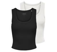 ONLY "ONLEASY S/L TANK TOP JRS 2 PACK" Packung, 2 tlg. Baumwollmischung, regular fit (56964607-XS) schwarz pack:cloud dancer