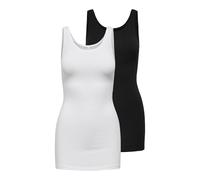 ONLY Damen Onllive Love New Long Tank 2pk Noos Top, Schwarz, M EU