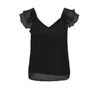 Blusenshirt ONLY "ONLASTA LIFE CAPSLEEVE V-NECK TOP PTM", Damen, Gr. S, schwarz, Jersey, Obermaterial: 100% Polyester, unifarben, loose fit normal, V-Ausschnitt, Shirts Blusenshirt (68272966-S) schwar